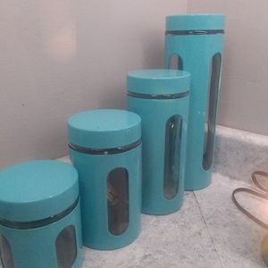 Set of 4 turquoise storage containers